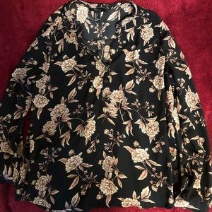forever 21 black floral blouse